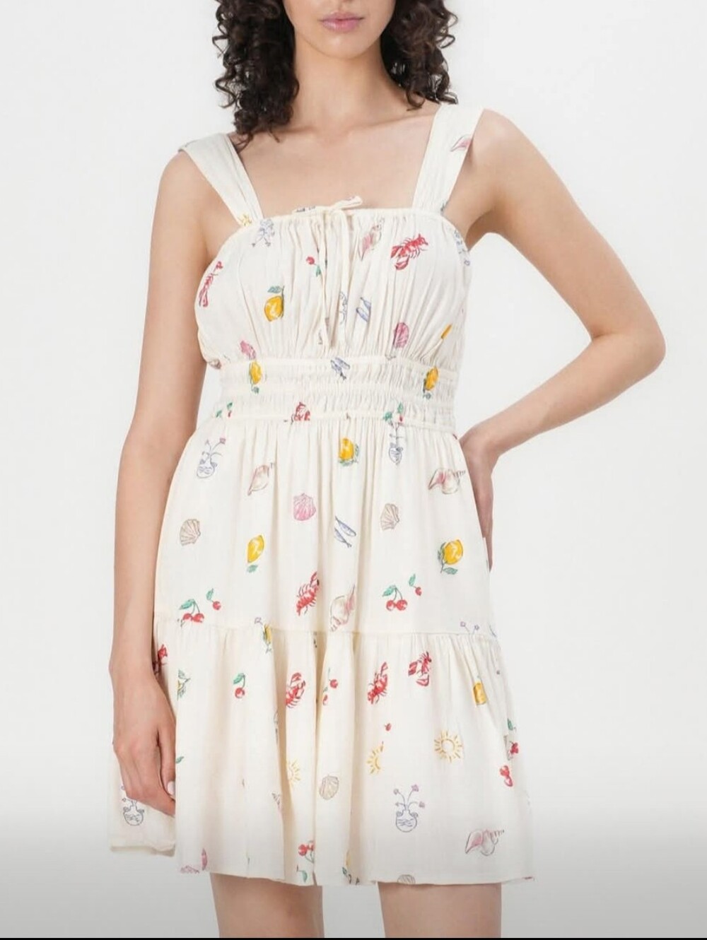 GAP Cream Mini Dress with Multicolor Summer Print